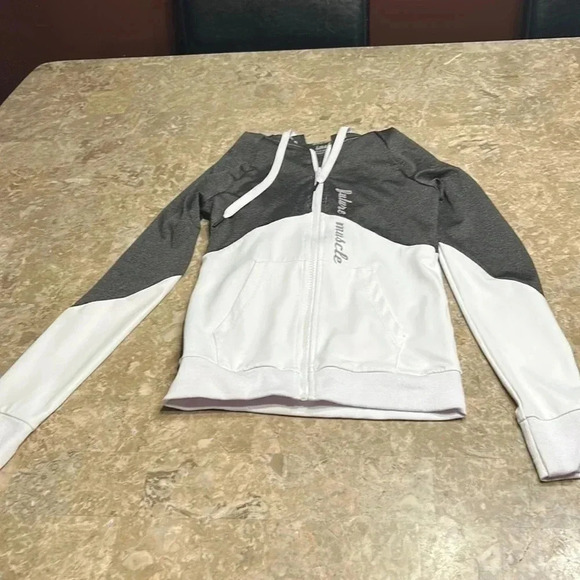 FUTURE MUSCLE ,hoodie zipper colorblock PTP 15”Moncton retro health gym Y2K - Picture 7 of 15